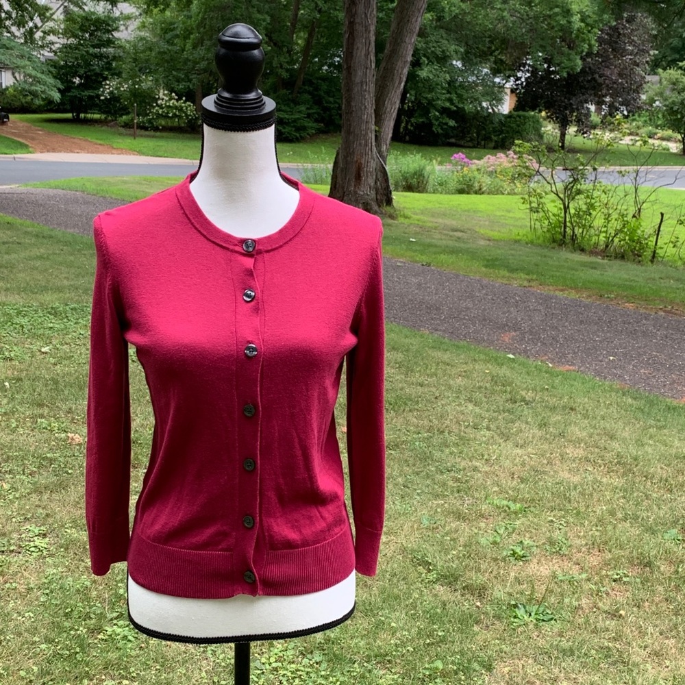 2 FOR $20 Loft 3/4 sleeve cardigan deep berry color sz XS